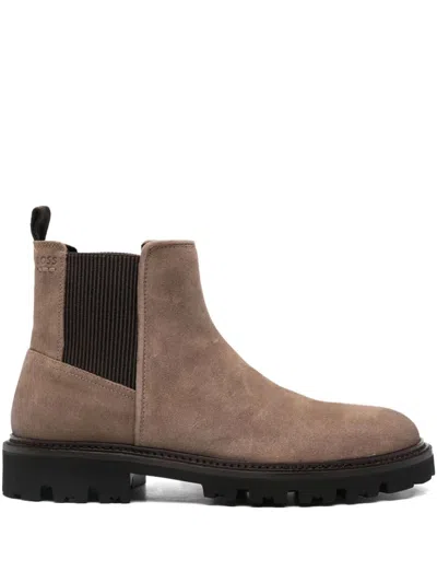 Hugo Boss Leather Boots In Brown