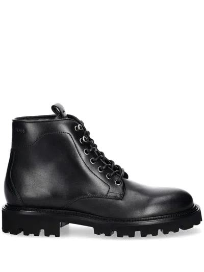 Hugo Boss Leather Boots In Black