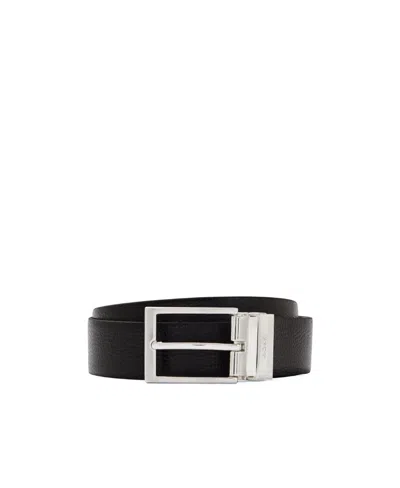 Hugo Boss Leather Buckle Belt In Black