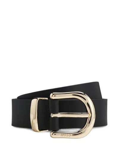 Hugo Boss Leather Buckle Belt In Black