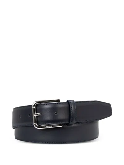 Hugo Boss Leather Buckle Belt In Blue