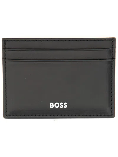 Hugo Boss Leather Card Holder In Black