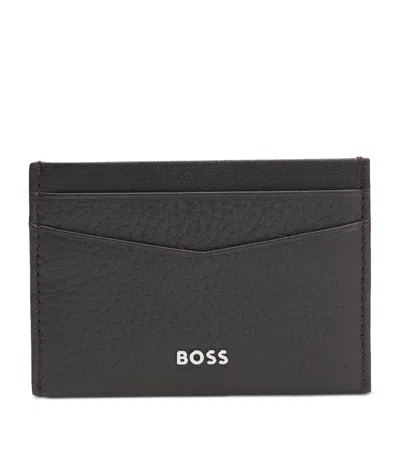 Hugo Boss Leather Card Holder In Brown