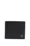 Hugo Boss Leather Card Holder With Double B Monogram In Black