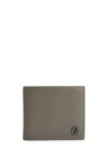 Hugo Boss Leather Card Holder With Double B Monogram In Khaki