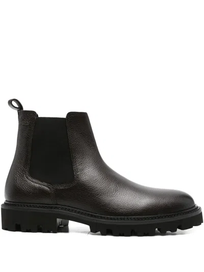 Hugo Boss Leather Chelsea Boots In Brown