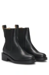 Hugo Boss Leather Chelsea Boots With Logo Rivet In Black