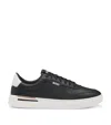 Hugo Boss Leather Trainers With Signature-stripe Details In Black
