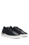 Hugo Boss Leather Cupsole Trainers With Signature Details In Black