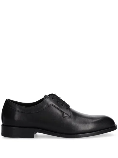 Hugo Boss Leather Derby Shoes In Black