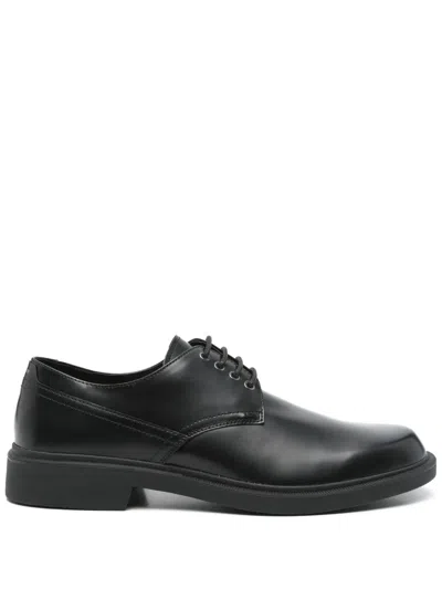 Hugo Boss Leather Derby Shoes In Black