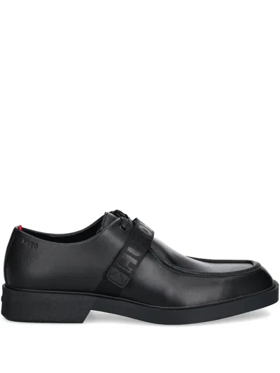 Hugo Boss Leather Derby Shoes In Black