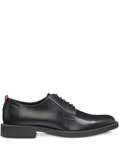 Hugo Boss Leather Derby Shoes In Black