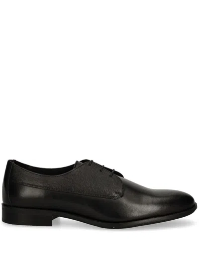 Hugo Boss Leather Derby Shoes In Black