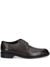 Hugo Boss Leather Derby Shoes With Metallic Eyelets In Brown