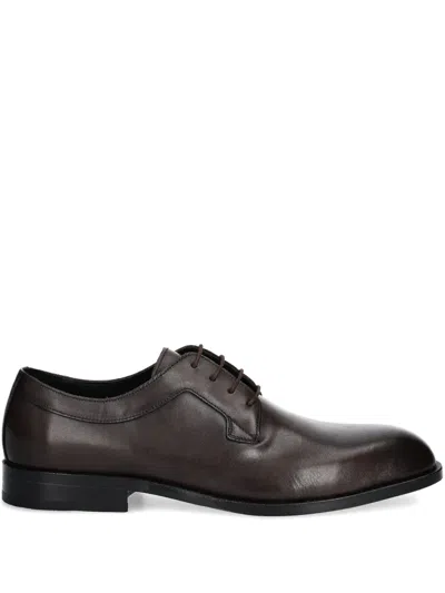 Hugo Boss Leather Derby Shoes In Brown