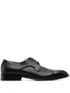 Hugo Boss Grained-leather Derby Shoes With Anti-slip Sole In Schwarz