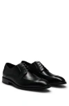 Hugo Boss Leather Derby Shoes With Double Stitching On Uppers In Black