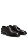 Hugo Boss Leather Derby Shoes With Double Stitching On Uppers In Dark Brown