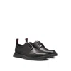 Hugo Boss Leather Derby Shoes With Monogram Heel In Black