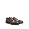 Hugo Boss Leather Derby Shoes With Stitching Details In Brown