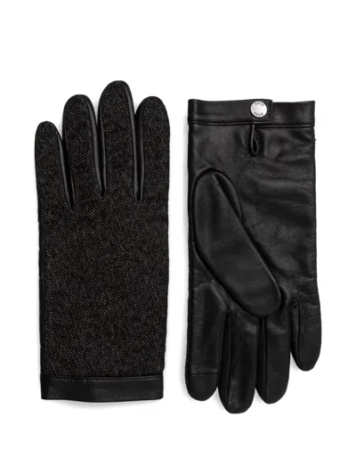 Hugo Boss Leather Gloves In Black