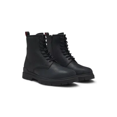 Hugo Boss Leather Half Boots With Embossed Logo In Black