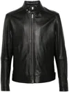 Hugo Boss Boss Leather Jacket In 黑色