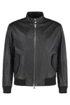 Hugo Boss Stylish Leather Outerwear High Collar In Multi