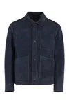 Hugo Boss Boss Leather Jacket In Blue