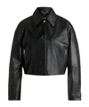 Hugo Boss Leather Jacket With Covered Press Studs In Black