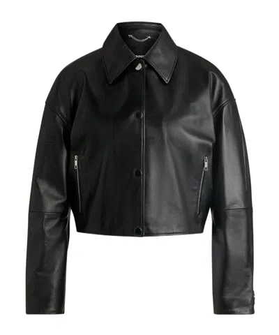 HUGO BOSS LEATHER JACKET WITH COVERED PRESS STUDS