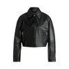 Hugo Boss Leather Jacket With Covered Press Studs In Black