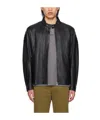 Hugo Boss Leather Jacket With Zipper Front In Black