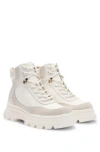 Hugo Boss Leather Lace-up Boots With Contrasting Trims In White
