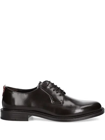 Hugo Boss Leather Lace-up Derby Shoes In Black