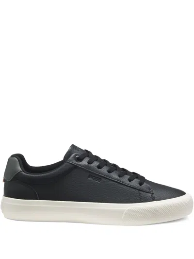 Hugo Boss Leather Lace-up Sneakers In Black