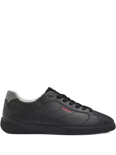 Hugo Boss Leather Lace-up Trainers In Black