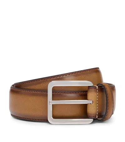Hugo Boss Leather Lars Belt In Brown