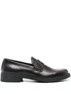 Hugo Boss Leather Loafers With Penny Trim In 604 Dark Red