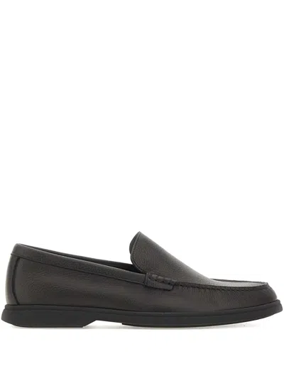 Hugo Boss Leather Loafers In Brown
