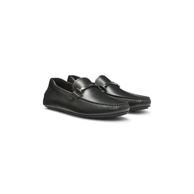 Hugo Boss Leather Loafers With Branded Hardware In Black
