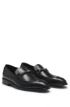 HUGO BOSS LEATHER LOAFERS WITH BRANDED HARDWARE