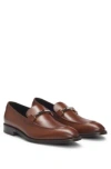 Hugo Boss Leather Loafers With Branded Hardware In Brown