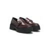 Hugo Boss Leather Loafers With Buckled Strap In Brown
