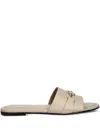 Hugo Boss Leather Logo-plaque Sandals In Neutral