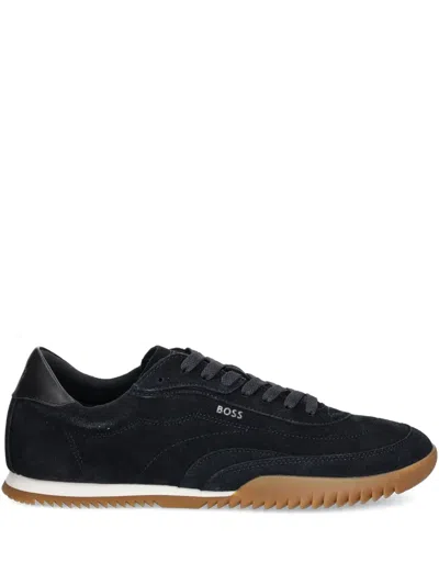 Hugo Boss Leather Low-top Sneakers In Blue