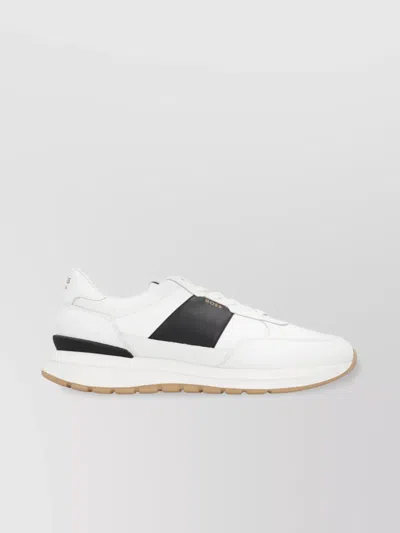 Hugo Boss Leather Low-top Sneakers Contrast Panel In White