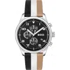 Hugo Boss Black And White Leather Watch In Multi