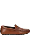 Hugo Boss Leather Metal-bar Loafers In Brown